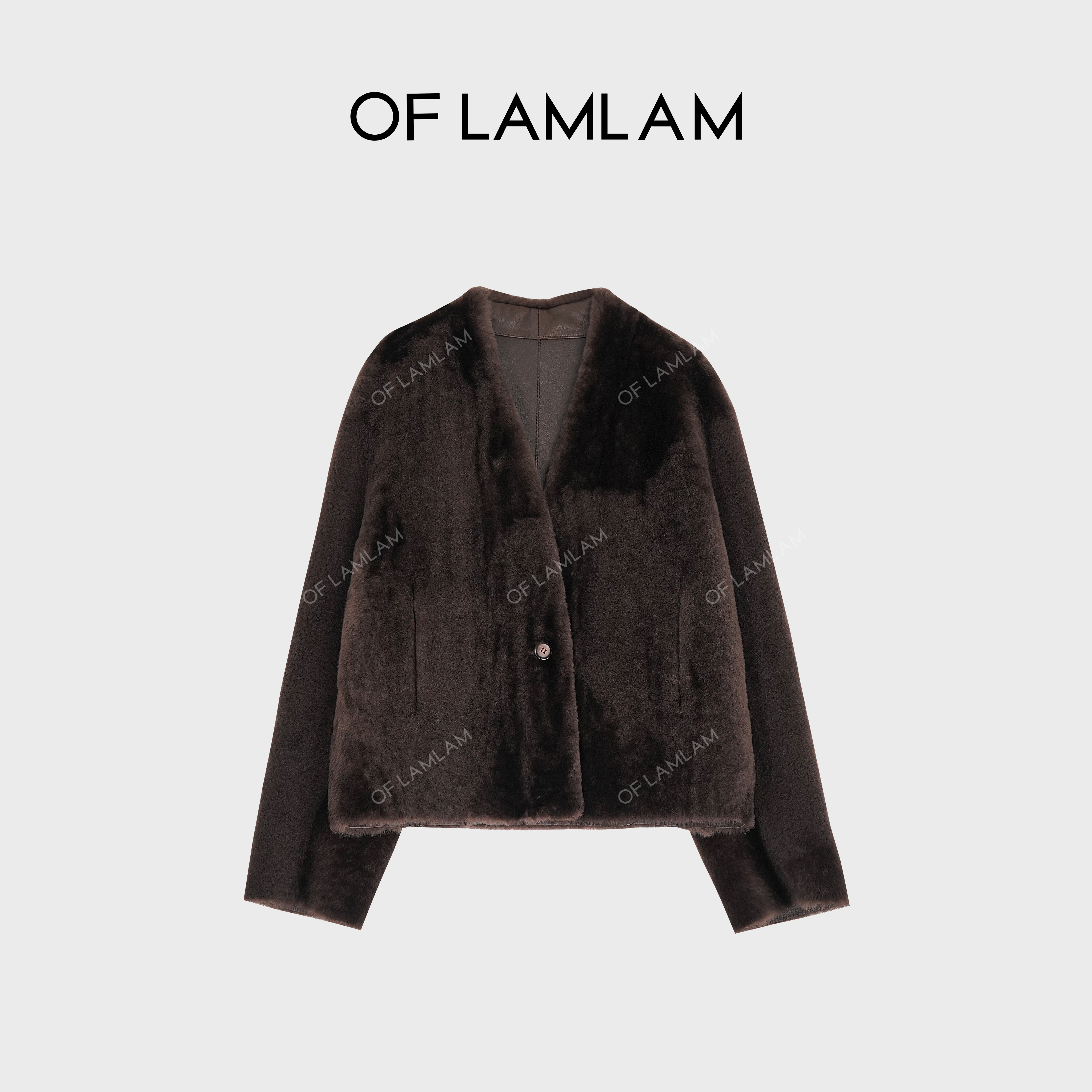 “极光之裘”羊毛革短款V领皮毛一体双面穿外套 LAMLAM MP236G