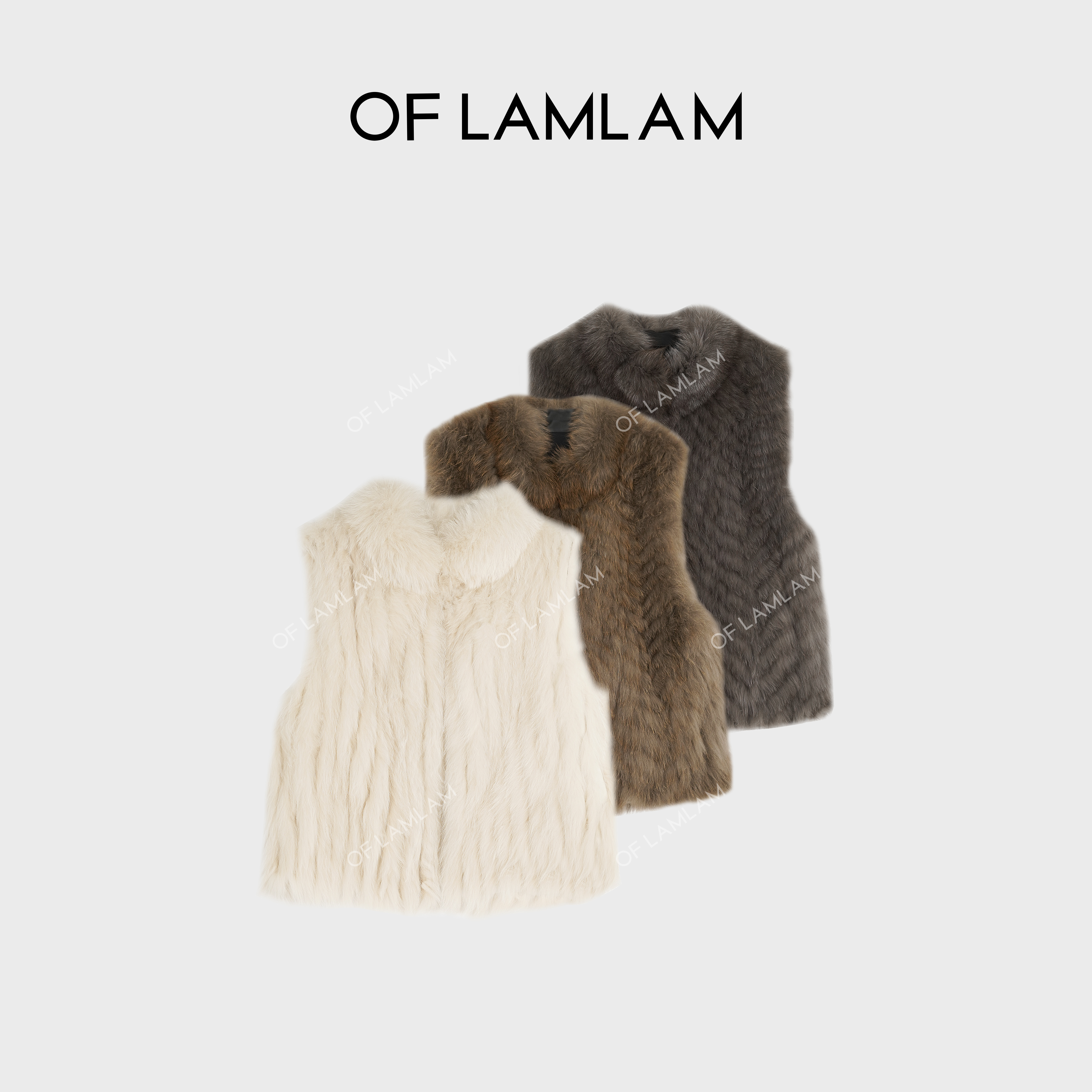 “北欧雪境”100%芬兰狐狸毛半高领老钱皮草马甲 LAMLAM MP264G