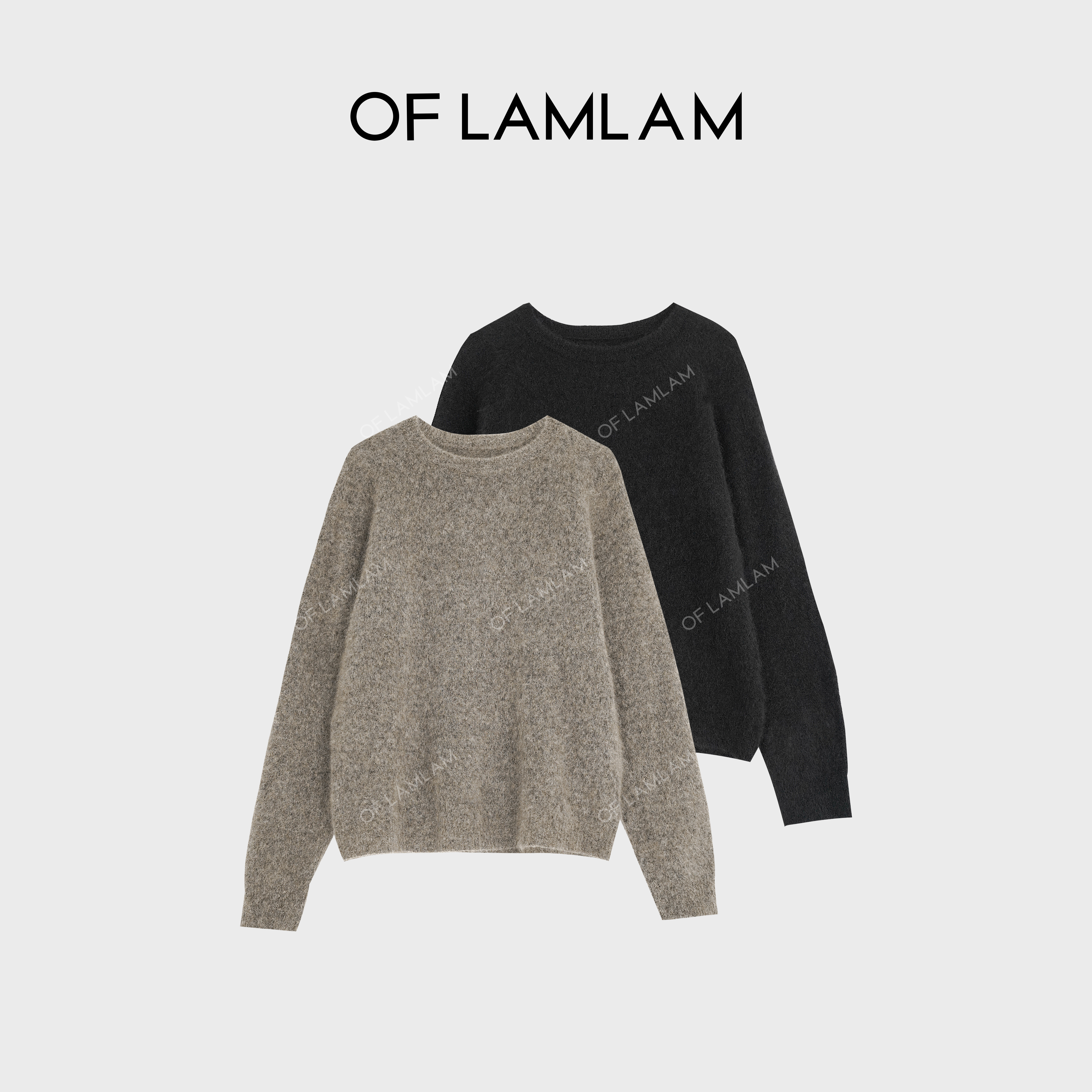 “北欧氛围”马海毛圆领拉毛复古极简风针织毛衣 LAMLAM MM215G