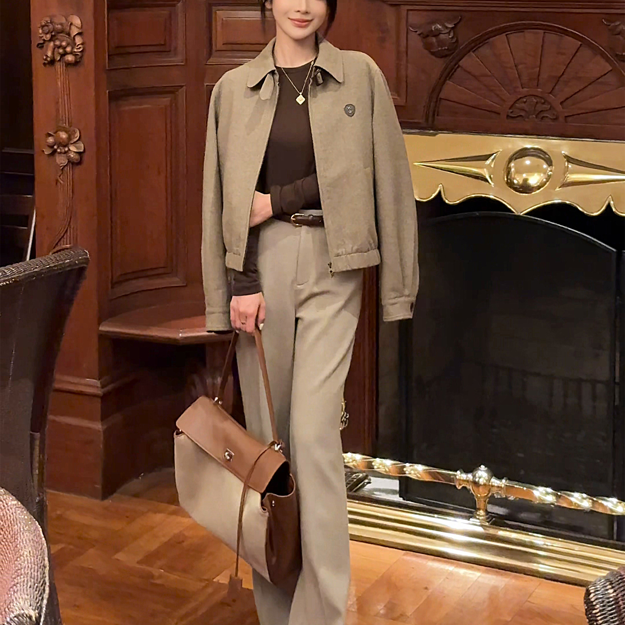 “随性优雅”醋酸羊毛50D四面弹双唇袋西裤 OFLAMLAM M25K8001