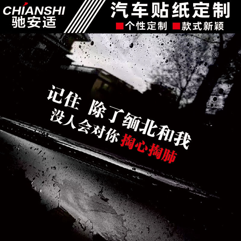 除了缅北和我没人会对你掏心掏肺汽车贴纸抖音网红创意车身装饰贴