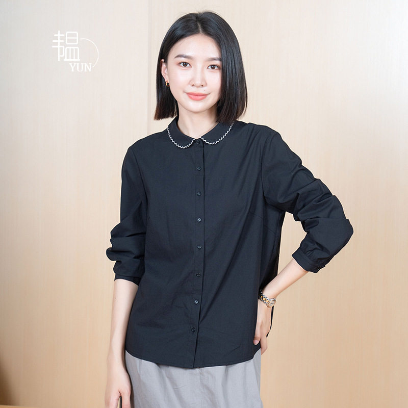 YUN韫 秋季衬衫女衬衣女款宽松新款百搭通勤纯棉长袖休闲简约