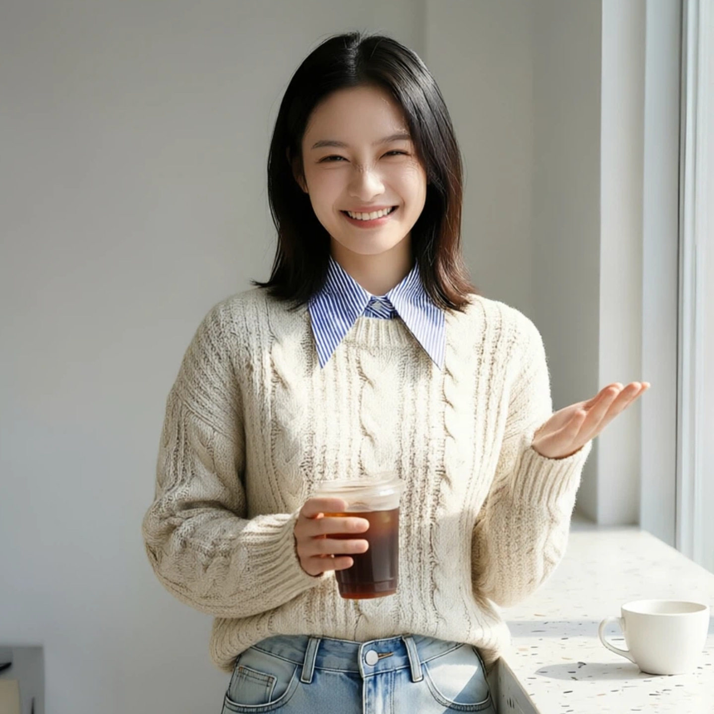 假领子蓝色条纹假衬衣领女假衬衫领韩版百搭条纹职业条纹假领子韩