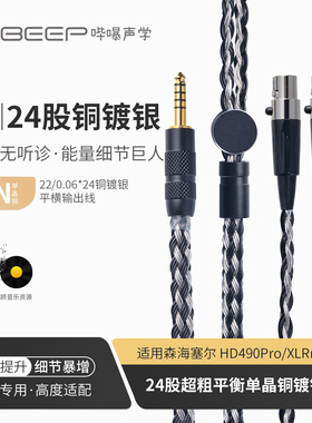 24股加粗适用森海 HD490 PRO PLUS 单晶铜镀银 4.4平衡线mini卡侬