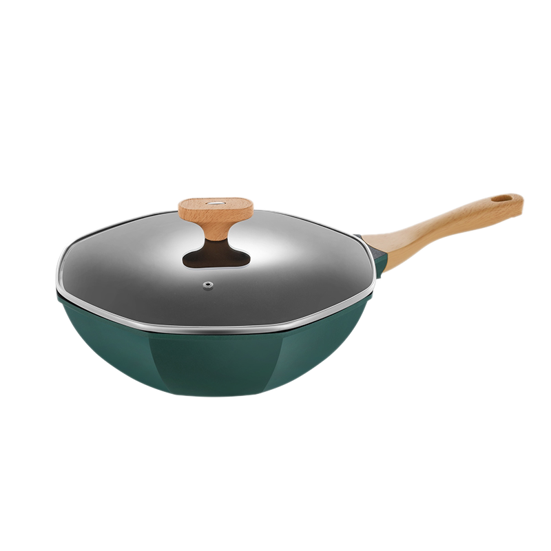 逍乐熊麦饭石不粘八角炒锅