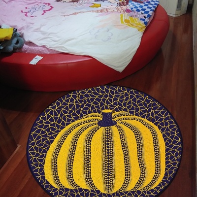 Colorful Pumpkin Round Carpet Rug Floor Mat Washable Carpets