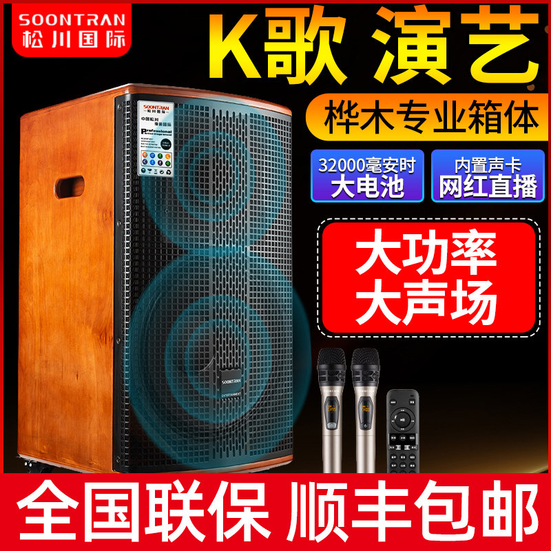 松川SG15实木户外K歌专业大功率带声卡直播室内户外会议舞蹈音箱