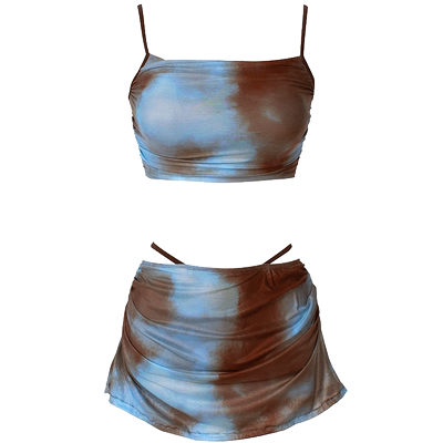 薇斯慕吊带裙抹胸比基尼分体泳衣