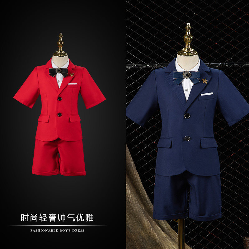 小童西服套装夏季高端婚礼男童礼服2025新款英伦小主持人儿童西装