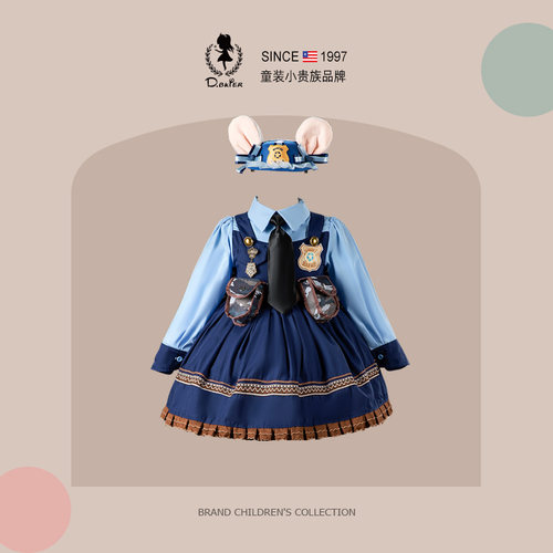 DeerBell女童朱迪兔子警官衣服
