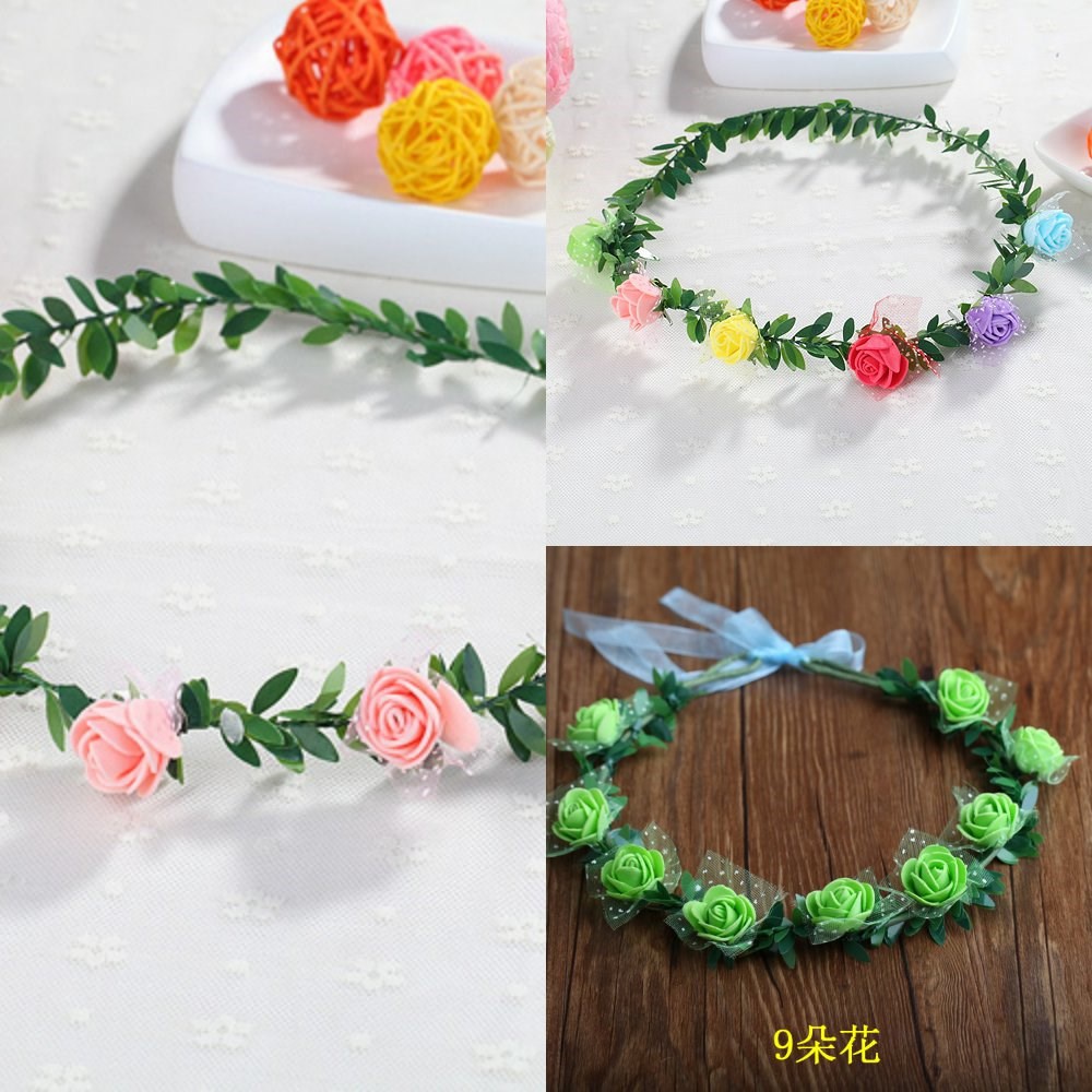 小学生儿童花环清新花环头发头箍花圈编制冬季门口门