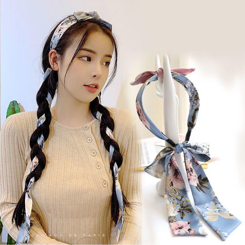 发箍女绑发丝带编辫子扎马尾长飘带头绳丝巾超仙加长发带蝴蝶结