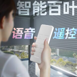 自动遥控升降电动铝智能2024免接语音遮光卷帘百叶窗帘电打孔 新款