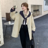 【数据好】【主推款】时尚格子拼接风衣外套女春秋8930-P175-K258，女装风衣，浙宝176（原073）