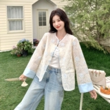 米白色蕾丝刺绣印花轻薄防晒衣女夏季新款显瘦小个子新中式短外套，女装短外套，浙宝176（原073）