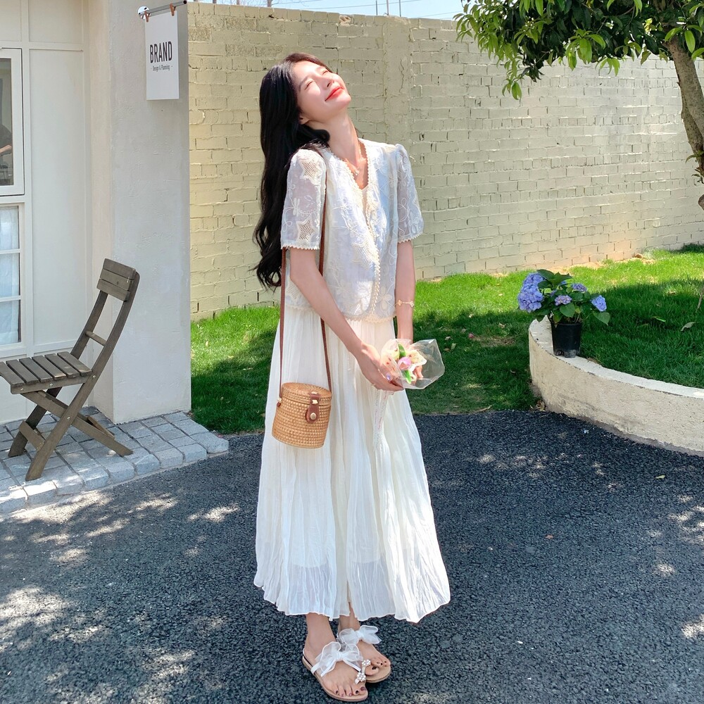 2025新款绝美穿搭独特漂亮温柔风两件套甜美小香风连衣裙套装女夏,女装连衣裙,浙宝176（原073）