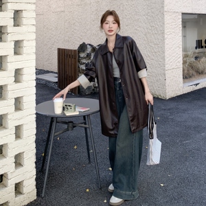 【有现货】【主推款】美式皮衣外套女中长款春秋8921-P175-K258图片