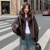 POLO领皮衣冬季山机车夹克上衣时尚复古韩版春秋短款时尚休闲百搭，女装皮衣，浙宝176（原073）