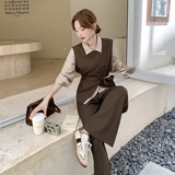 老钱风减龄马甲套装女2025秋季新款松弛感通勤风衬衫阔腿裤三件套，女装套装/套裙，浙宝176（原073）