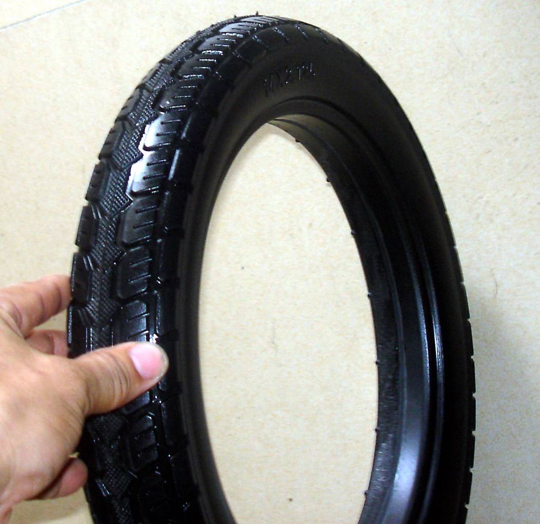 电动车免充气实心弹力轮胎14x2.125后轮