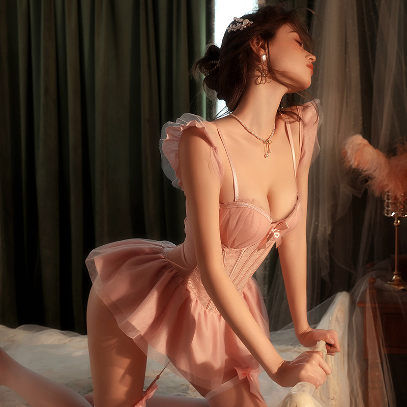 夏何夕性感塑身连体衣开档带胸罩聚拢一体式qqny蕾丝内衣战袍