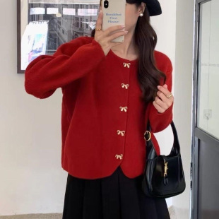 圆领毛衣洋气上衣外穿显瘦 外套时尚 2024高级春秋新款 香风针织短款