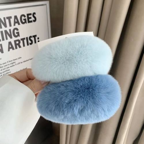 芒狗发卡抖音同款水滴ins毛毛发夹夹子超仙毛绒发饰獭兔毛可爱