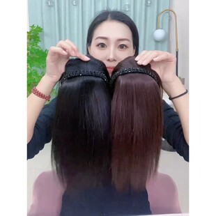 发箍假发片一体带刘海头顶遮白发补发头饰妈妈发际线显年轻增发量