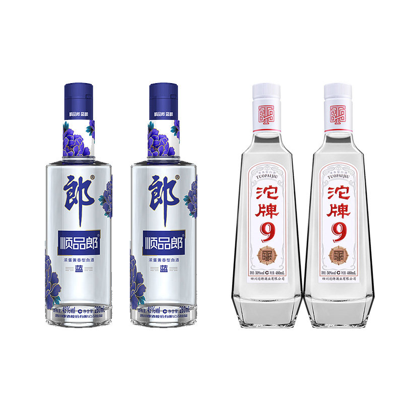 郎酒 45度顺品郎蓝顺兼香型白酒+50度沱牌T68浓香型480ml