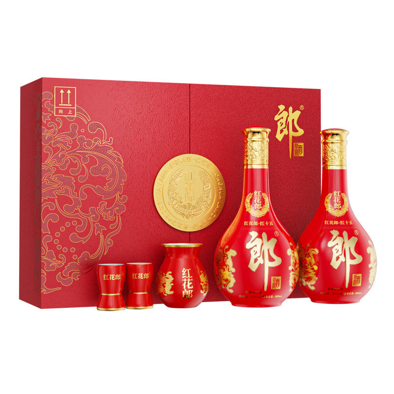 郎酒 红花郎十五礼盒53度酱香型白酒500ml*2瓶 送礼宴请图片