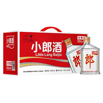郎酒 小郎酒100ml经典款 45度兼香型歪嘴白酒100ml*6瓶分享装
