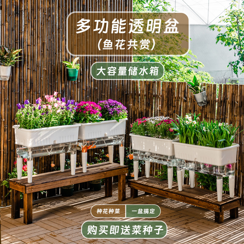 室内阳台种菜专用盆长方形自吸水懒人种花种蔬菜箱草莓特大号塑料