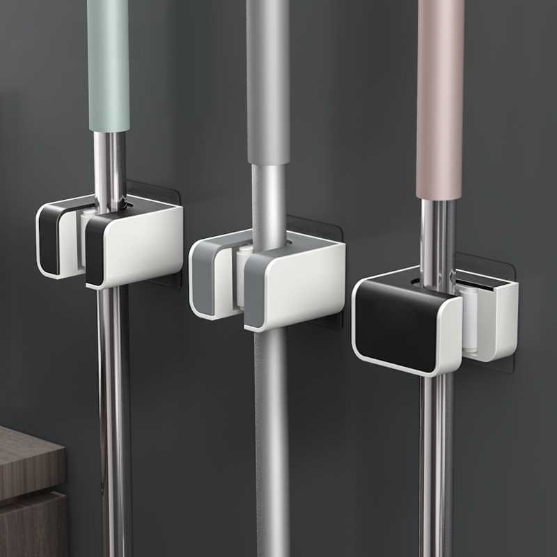 拖把挂钩免打孔壁挂夹卫生间收纳固定拖布神器无痕粘钩贴墙面卡扣