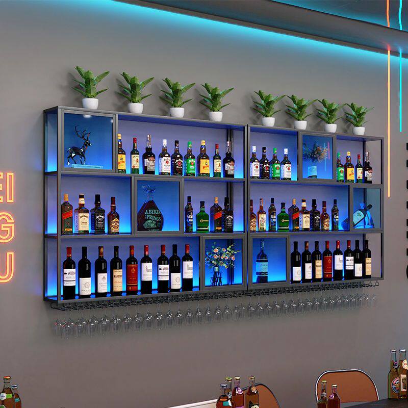 酒吧吧台酒架壁挂式葡萄酒置物架工业风酒柜铁艺创意红酒架子