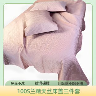通用不皱不滑 高端100支兰精天丝床盖三件套绗缝夹棉床单榻米四季