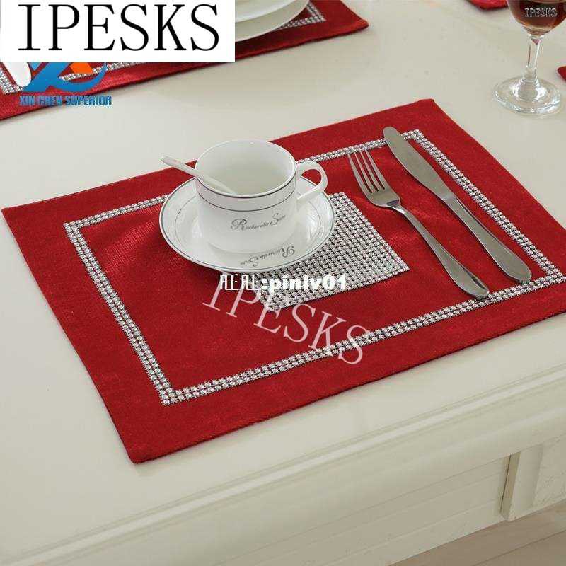 2pcs/lot 30x40cm Flocking Dining Table Mat Diamond Placemat
