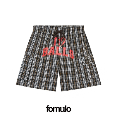 fomulo I LOVE BALLS系列格纹短裤 男女中性