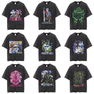 七龙珠悟空Dragon Ball Washed T-shirts复古水洗做旧纯棉短袖t恤