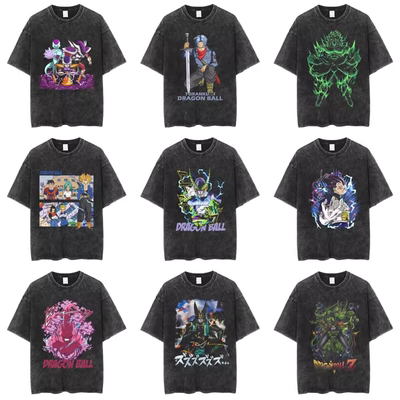 七龙珠悟空Dragon Ball Washed T-shirts复古水洗做旧纯棉短袖t恤