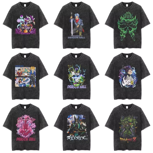 七龙珠悟空Dragon Ball Washed T-shirts复古水洗做旧纯棉短袖t恤