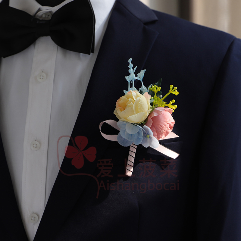 小清新胸花新郎新娘结婚礼伴郎