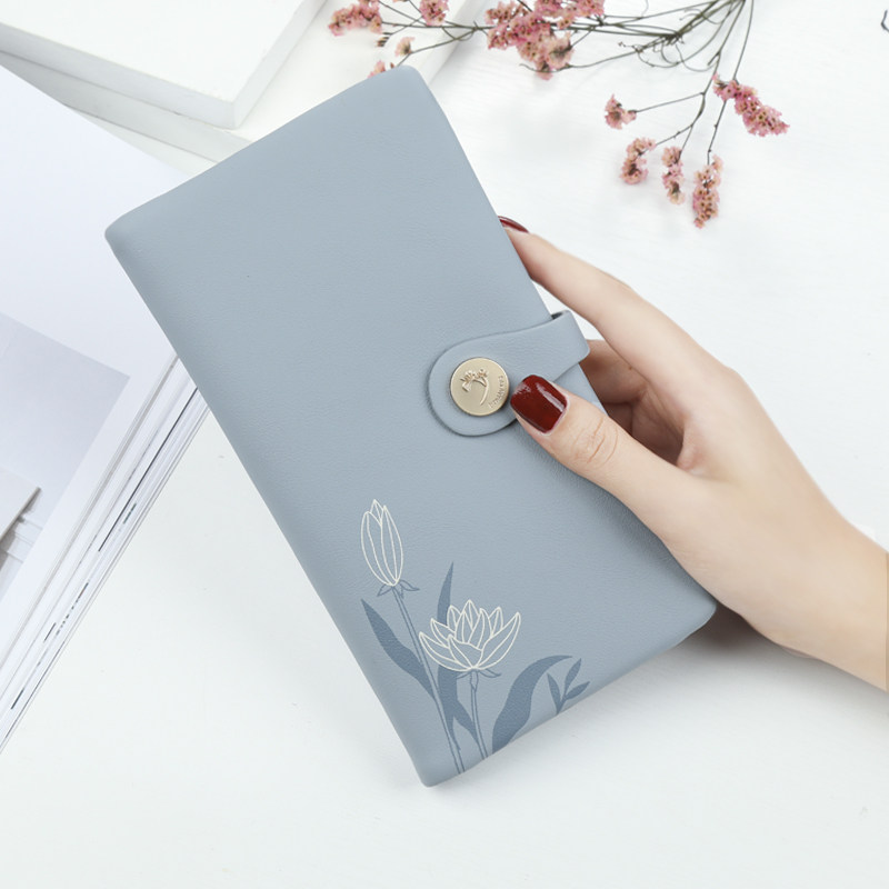 钱包女长款小众简约小清新软皮学生零钱包卡包一体包女士手拿机包