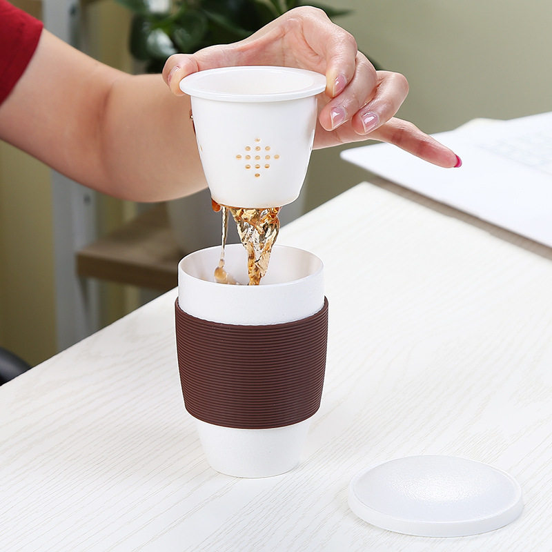 陶瓷泡茶杯办公室喝茶带过滤网水杯 马克杯子可刻字