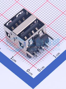 USB连接器 907-221A1029D10200 插件 双层短体直脚无边铁壳黑胶 T