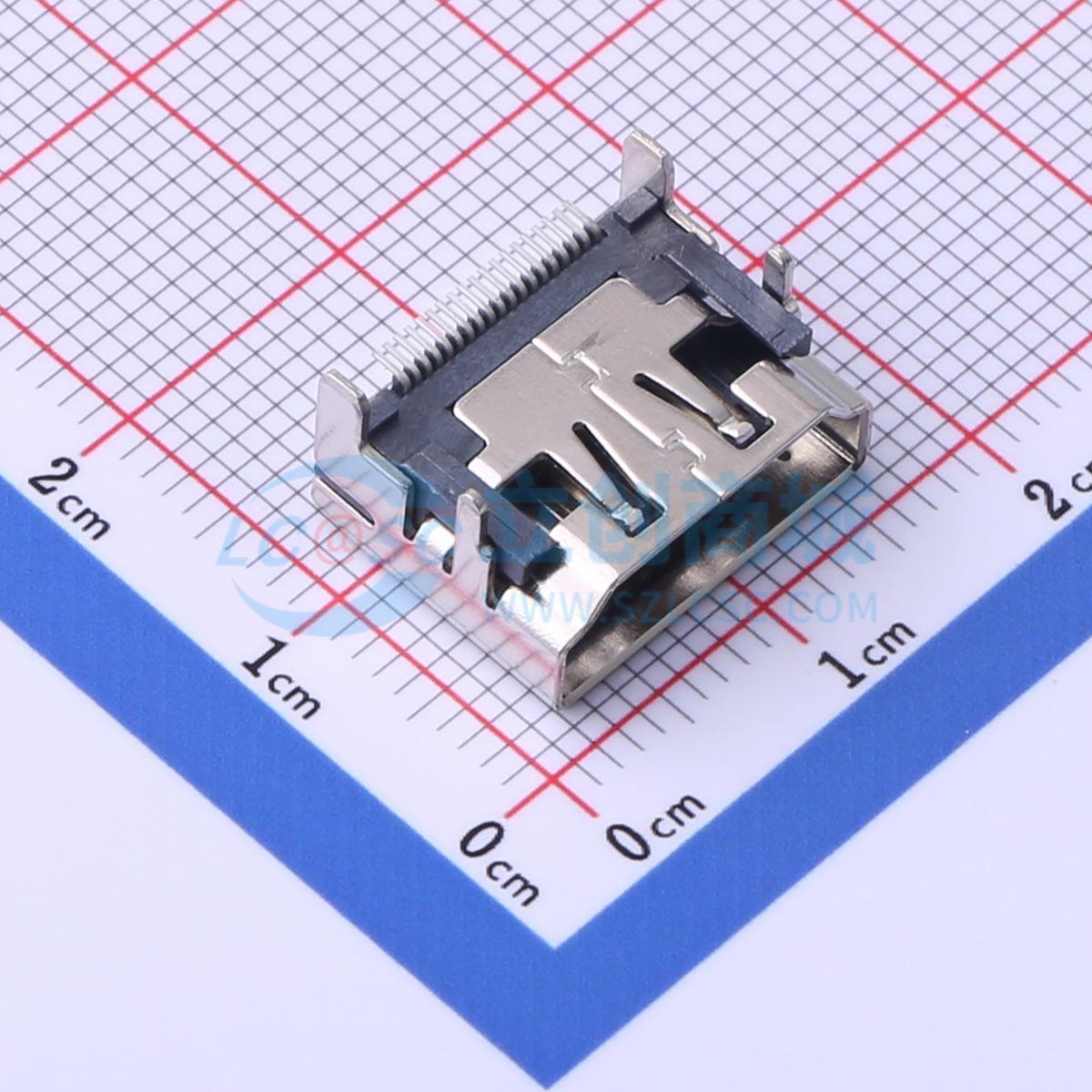 FHD22-FSB300K6M SMD HDMI 母 19P 卧贴 D-Sub/VGA连接器