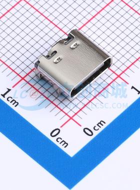 USB连接器 TYPE C-ZL-105PWB SMD 卧式带钢片黑色高导铜 Type-C 1