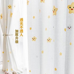透光不透人家用加厚卧室飘窗卡通纱帘窗纱窗帘遮阳防晒阳台 新款