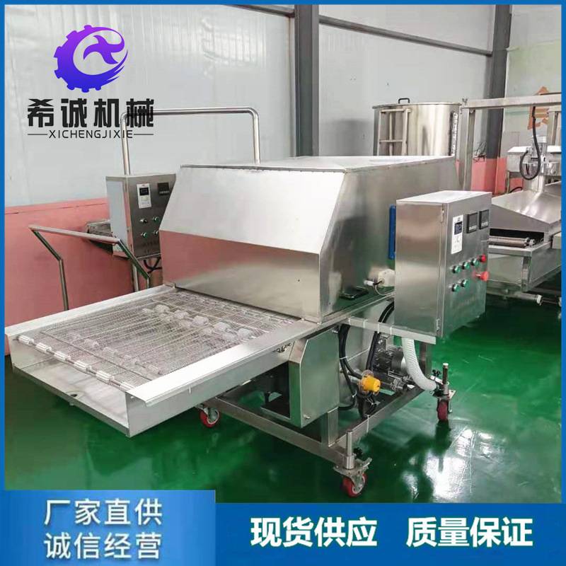 鱼豆腐上浆油炸设备 豆腐串瀑布式淋浆机全自动豆腐串上浆裹浆机