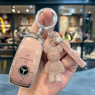 适用奔驰钥匙套C260l车CLA200L新E300l壳GLC高档GLE450扣S350女士