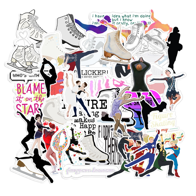 50张花样滑冰冰刀体育项目贴纸防